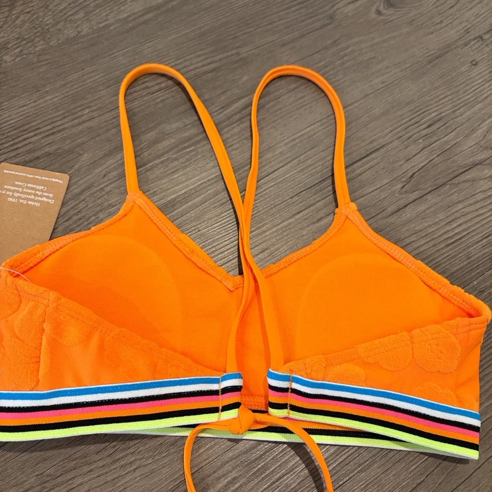 Hobie Girls Vibrant Orange Two-Piece Bikini with Rainbow Trim Size 12 NWT